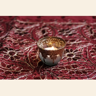 Verre à café sablé, décor main, utilisable en photophore